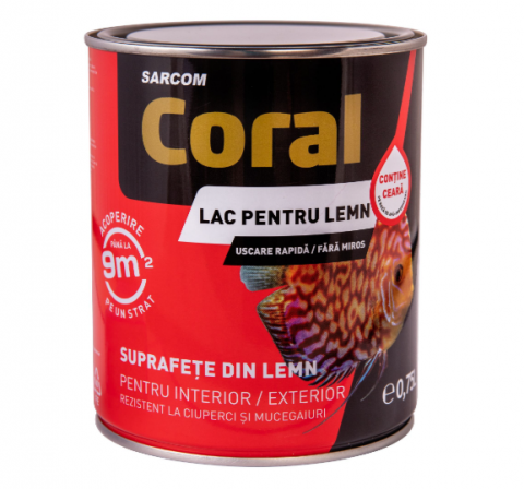 Vopsea, grund, email, lac și tencuială decorativă - CORAL Lac pentru lemn pe Baza de Apa, olive 0.75 L