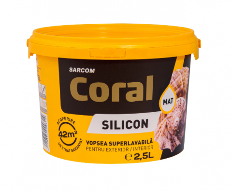 Vopsea, grund, email, lac și tencuială decorativă - CORAL Vopsea Super Lavabilă Exterior, găleată 2,5 ltr.