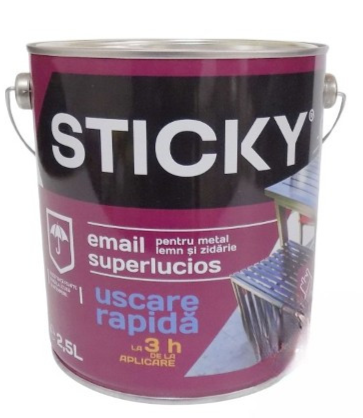 Vopsea, grund, email, lac și tencuială decorativă - EMAIL USCARE RAPIDA GRI METAL 2.5L STICKY