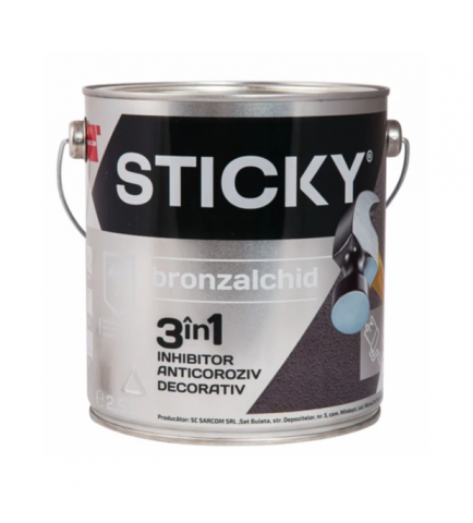 Vopsea, grund, email, lac și tencuială decorativă - STICKY Bronzalchid (Lovitura de Ciocan) argintiu 20 L