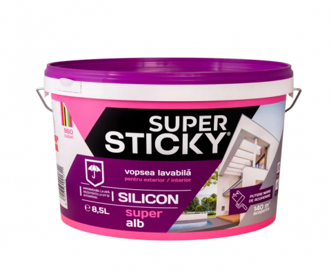 Vopsea, email, tencuiala decorativa - Super STICKY Vopsea Lavabilă Exterior, găleată 8,5 ltr.