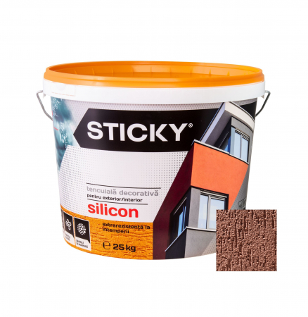 Vopsea, grund, email, lac și tencuială decorativă - STICKY Tencuială Cu Silicon – STRUCTURATĂ- Ø 2, găleată 25 kg, maroc