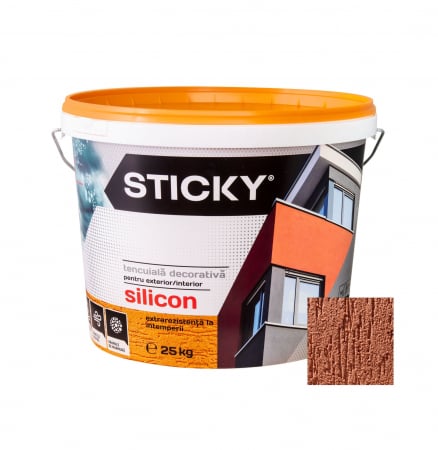 Vopsea, grund, email, lac și tencuială decorativă - STICKY Tencuială Cu Silicon – STRUCTURATĂ- Ø 2, găleată 25 kg, sahara