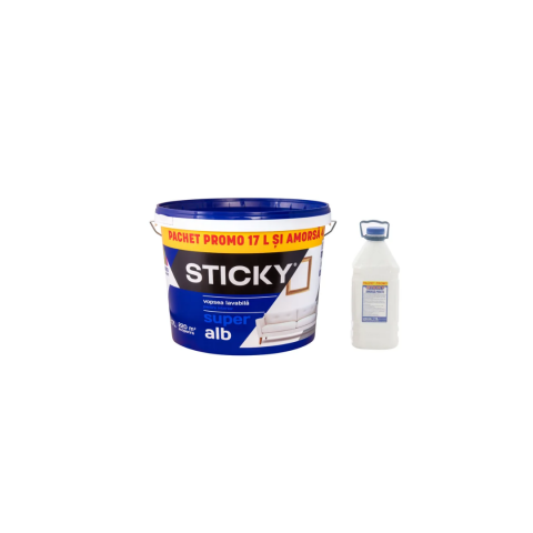 Vopsea, grund, email, lac și tencuială decorativă - VOPSEA LAV. INT. 17L  STICKY+AMORSA 4L
