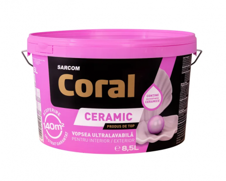Vopsea, grund, email, lac și tencuială decorativă - VOPSEA ULTRALAV. ANTIB .CERAMIC 8.5L CORAL - Coral