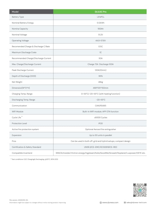 Baterie solara Dyness 5.12 kWh 48V LiFePO4 - DL5.0C Pro [8]