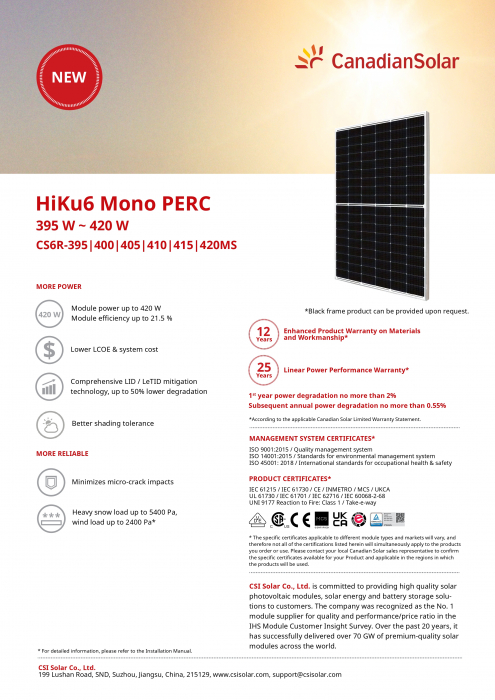 Panou solar Canadian Solar 410W cu rama neagra - CS6R-410MS [3]
