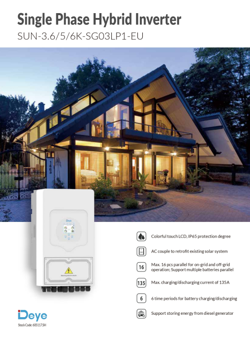 Invertor Hibrid Monofazat Deye 6 kW Low Voltage(LV) - SUN-6K-SG03LP1-EU [6]