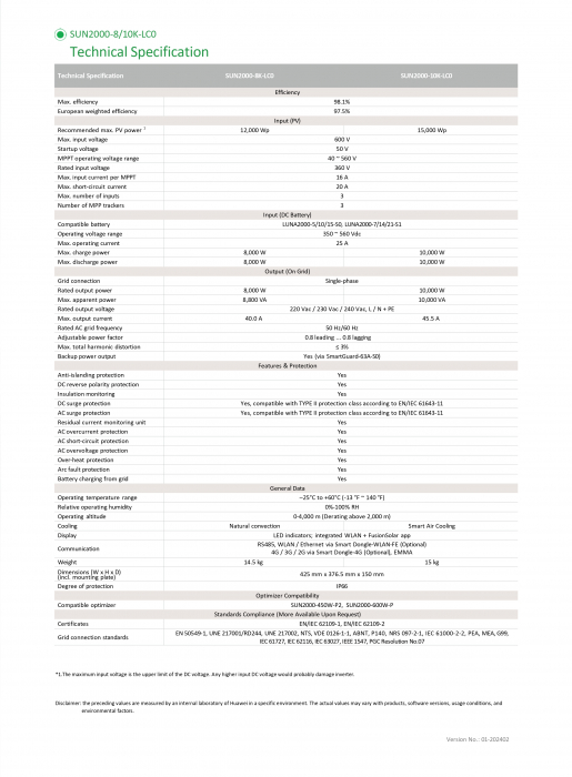 Invertor Hibrid monofazat Huawei 10 kW - SUN2000-10KTL-LC0 [5]