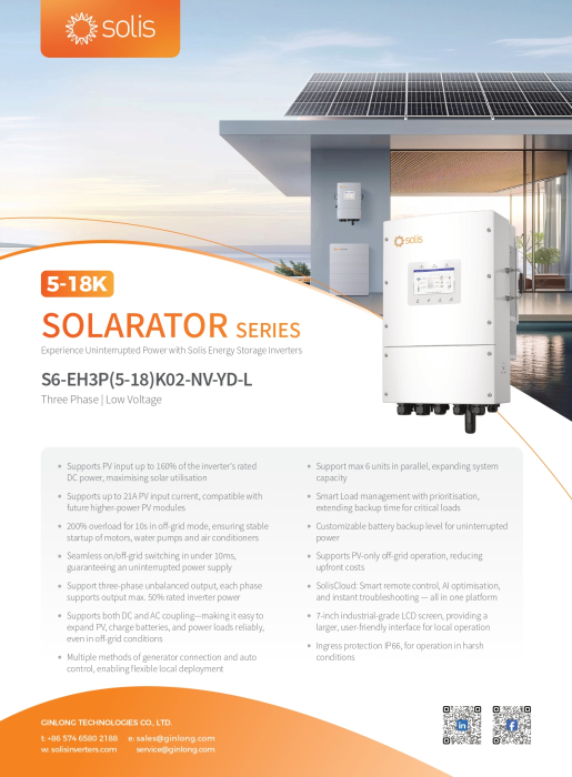 Invertor Hibrid Trifazat Solis 18 kW Low Voltage(LV) - S6-EH3P18K02-NV-YD-L [6]