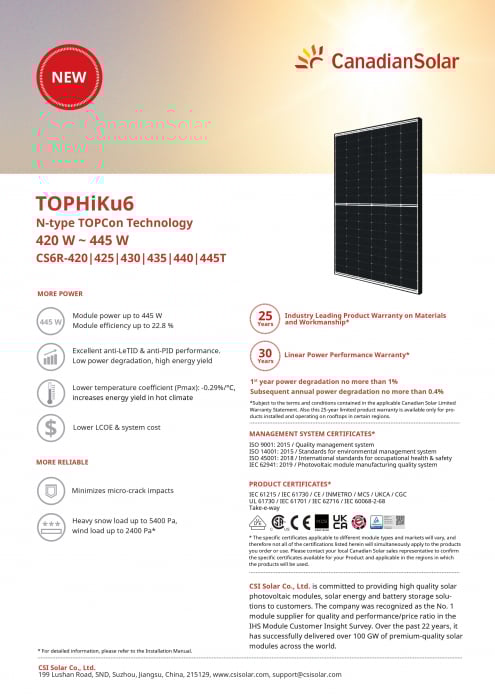 Panou solar Canadian Solar 435W cu rama neagra - CS6R-435T [3]