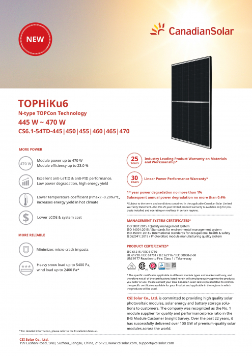 Panou solar Canadian Solar 460W cu rama neagra - CS6.1-54TD-460 [3]