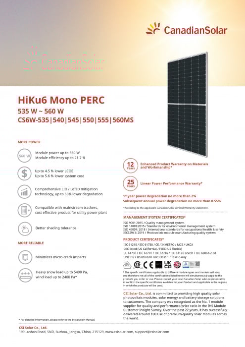 Panou solar Canadian Solar 555W - CS6W-555MS [3]