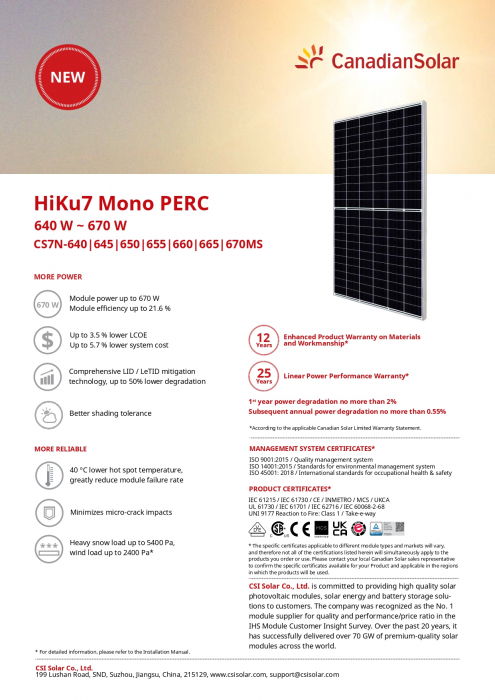 Panou solar Canadian Solar 665W - CS7N-665MS [3]