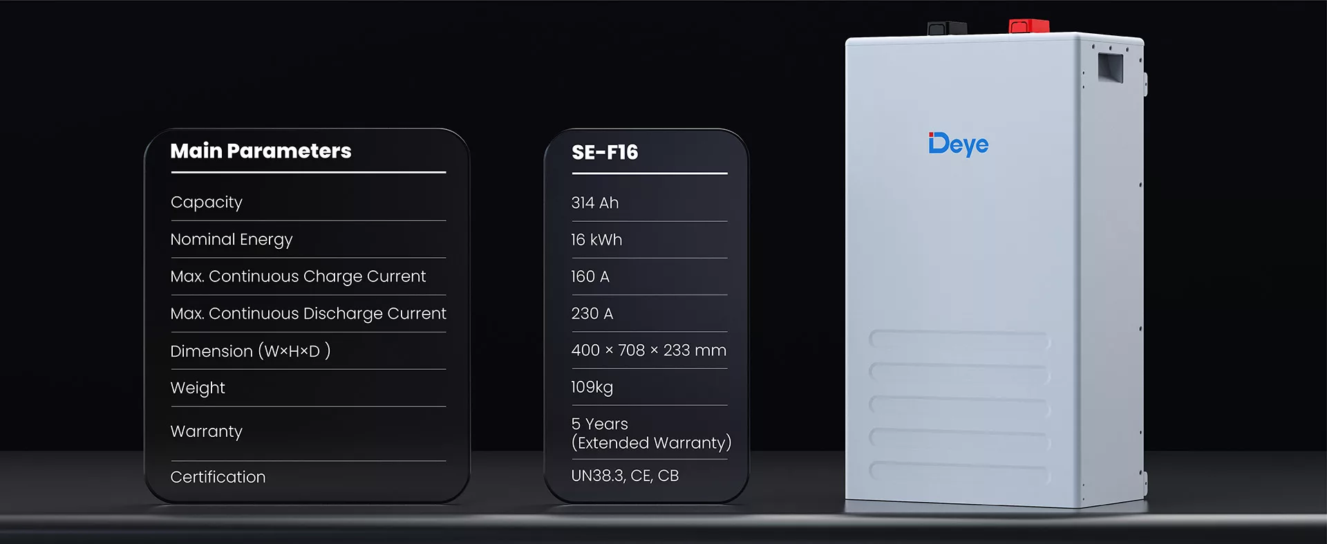 Baterie DEYE 16.07 kWh 51.2V LFP(LiFePO4) IP21 - SE-F16-C [2]