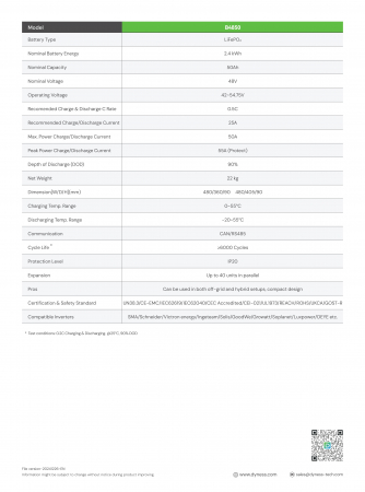 Baterie solara Dyness 2.4 kWh 48V LiFePO4 - B4850 [5]