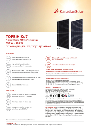 Panou solar bifacial Canadian Solar 705W - CS7N-705TB-AG TOPHiKu6 [4]