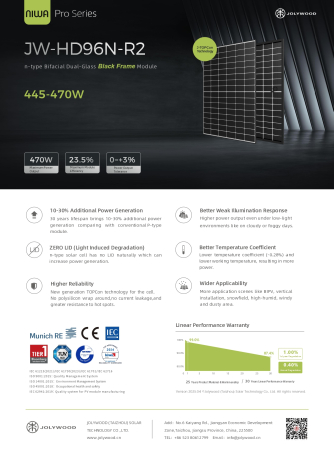 Panou solar bifacial Jolywood NIWA Pro 455W Rama neagra - JW-HD96N-R2-455W-BF [4]