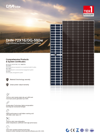 Panou solar bifacial DAH Solar 590W - DHN-72X16/DG-590W [2]