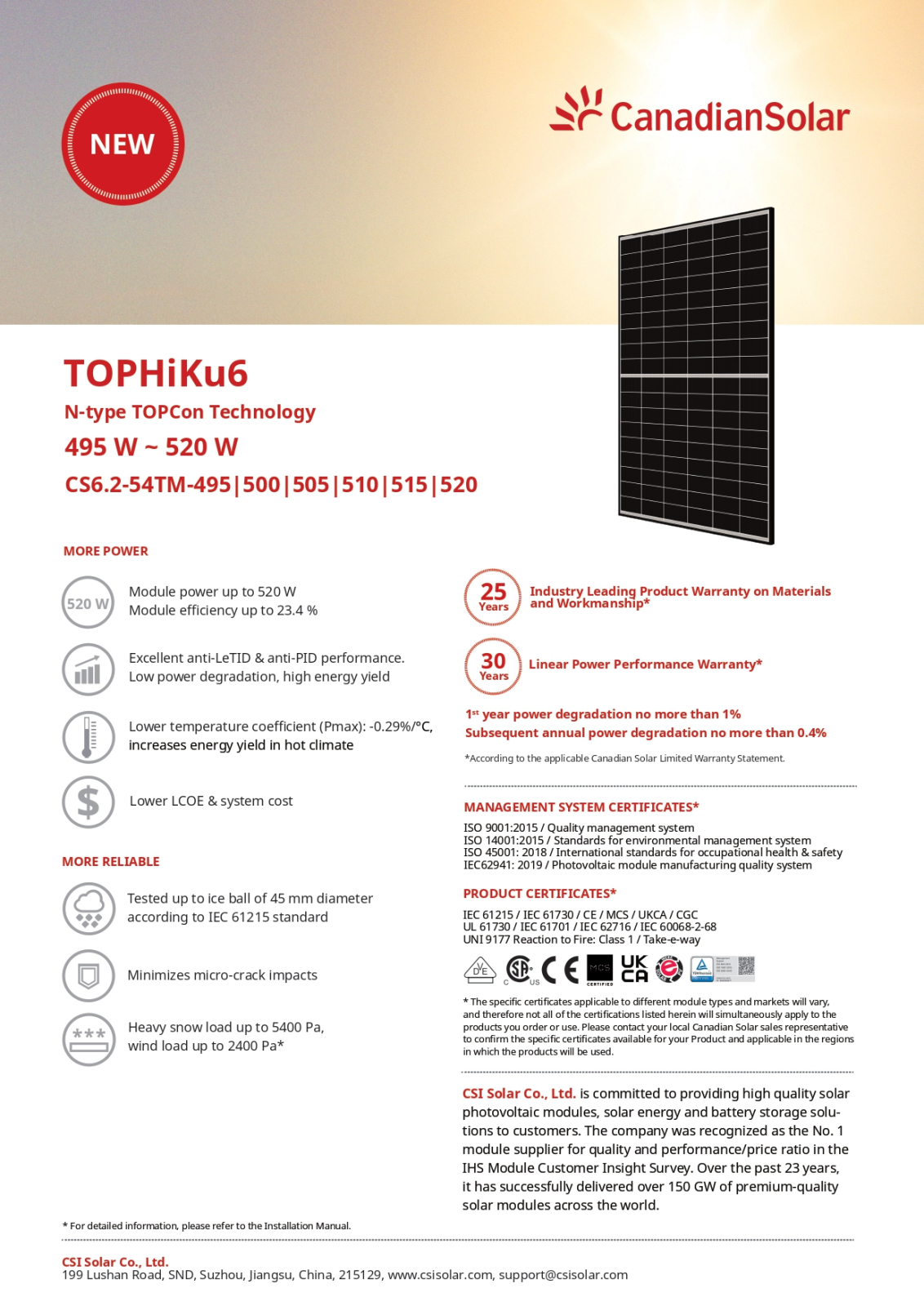 Panou solar Canadian Solar 510W cu rama neagra - CS6.2-54TM-510