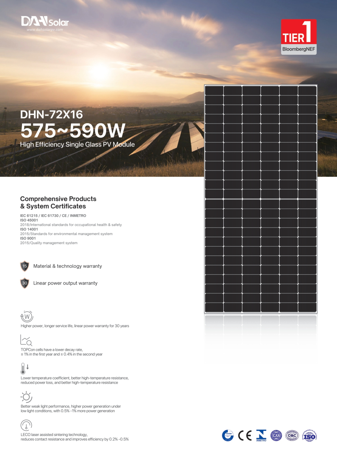 Panou solar DAH Solar 590W - DHN-72X16-590W