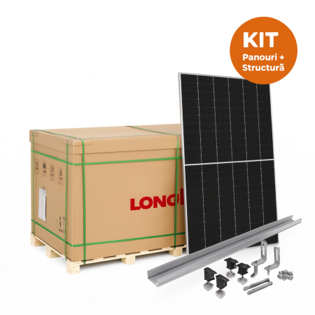 Kit-uri Fotovoltaice - Kit 34 Panouri Fotovoltaice Longi LR7-54HTH-465M cu Structură IBC Solar – 15.81 kWp, Randament 22,5%, Garanție 15 Ani