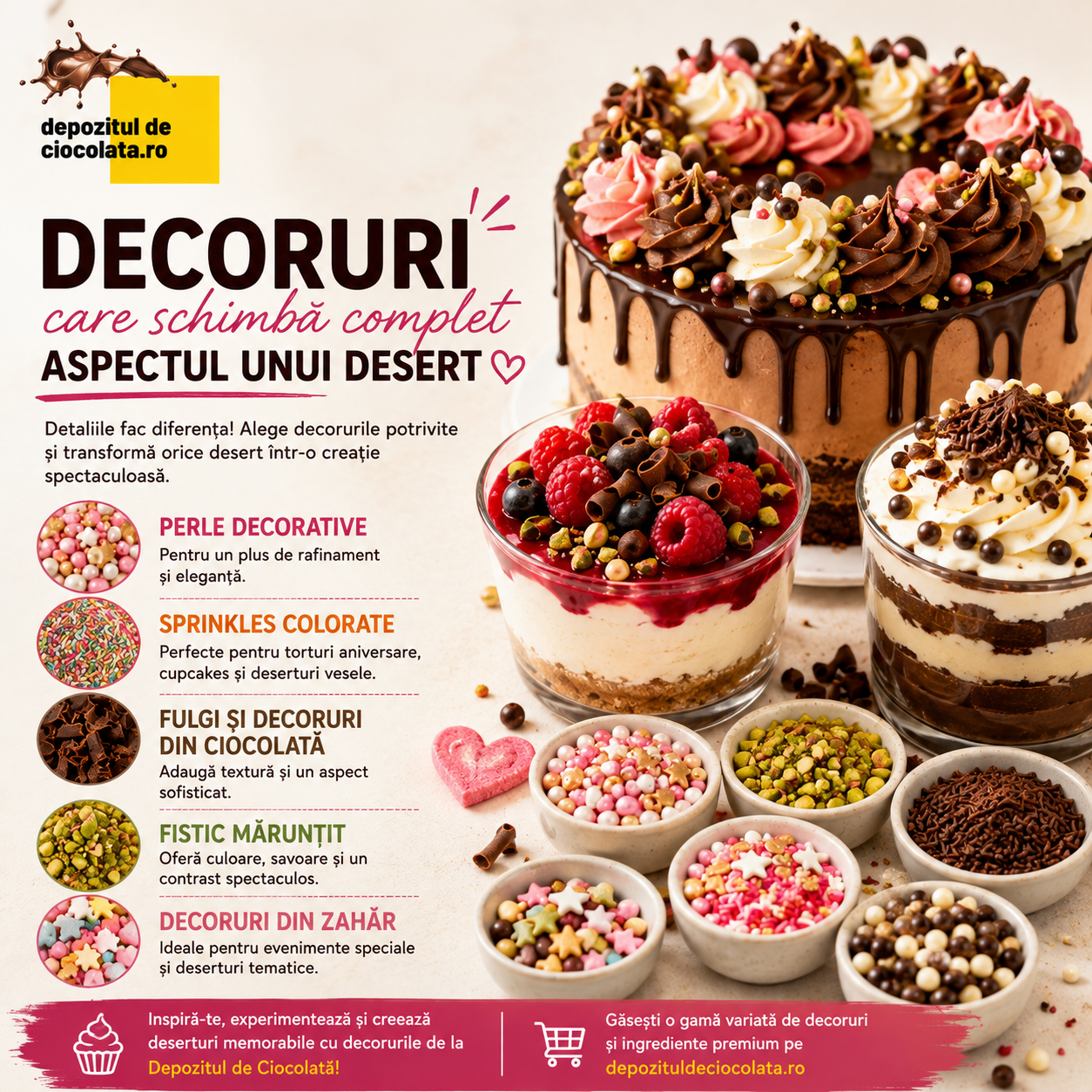Decoruri pentru deserturi – Cum transformă micile detalii un preparat simplu într-o creație spectaculoasă?