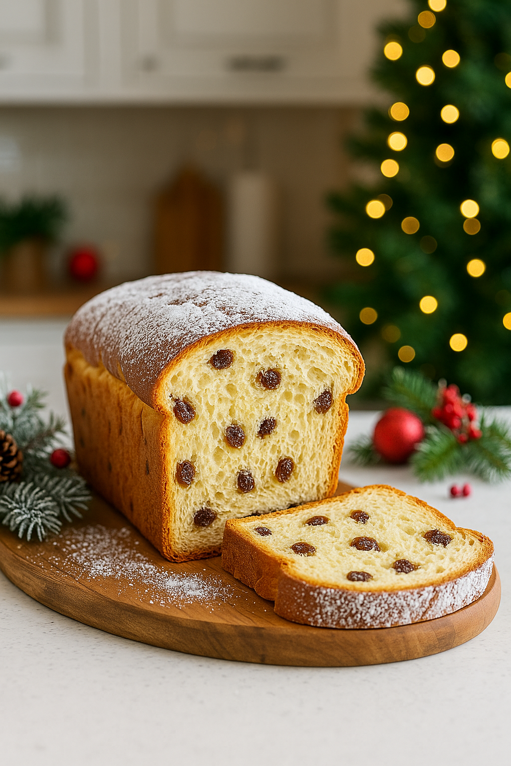 Cozonac pufos de iarnă cu stafide și frișcă vegetală