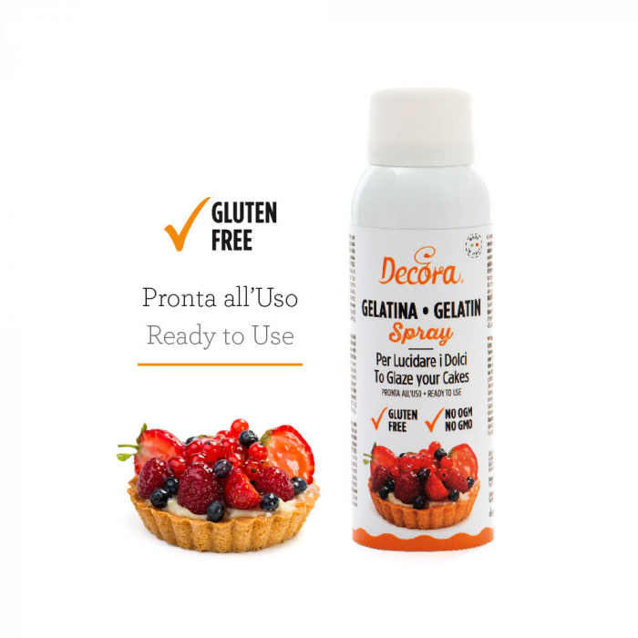 Gelatina spray transparent, gata de utilizare, cu aromă neutră, pentru a proteja și lustrui tartele, prăjiturile cu fructe [3]