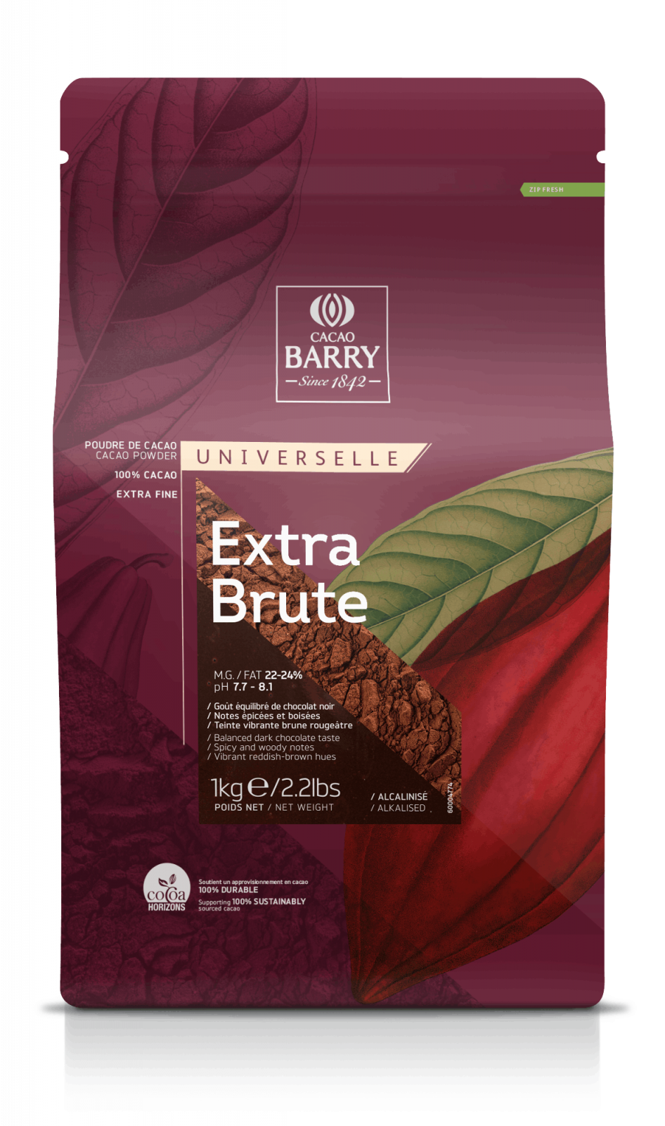 CIOCOLATA - Cacao pudra extra fina alcalinizata Extra Brute, continut de grasimi 22-24%, producator Cacao Barry 1KG