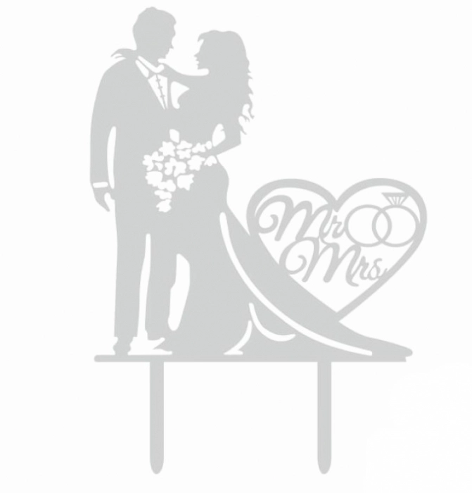 DECOR - Cake topper mire si mireasa Cake topper Mr & Mrs Cake topper nunta ​​​​​​​