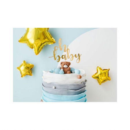 Cake topper din carton auriu cu textul OH BABY [1]