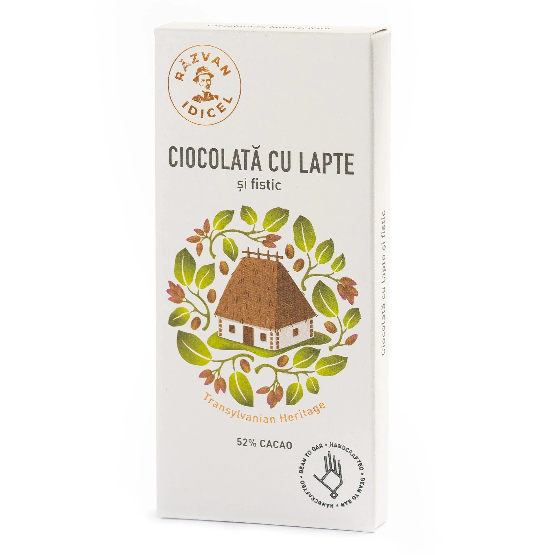 CIOCOLATA - CIOCOLATA 52% CACAO CU LAPTE SI FISTIC 80G Razvan Idicel