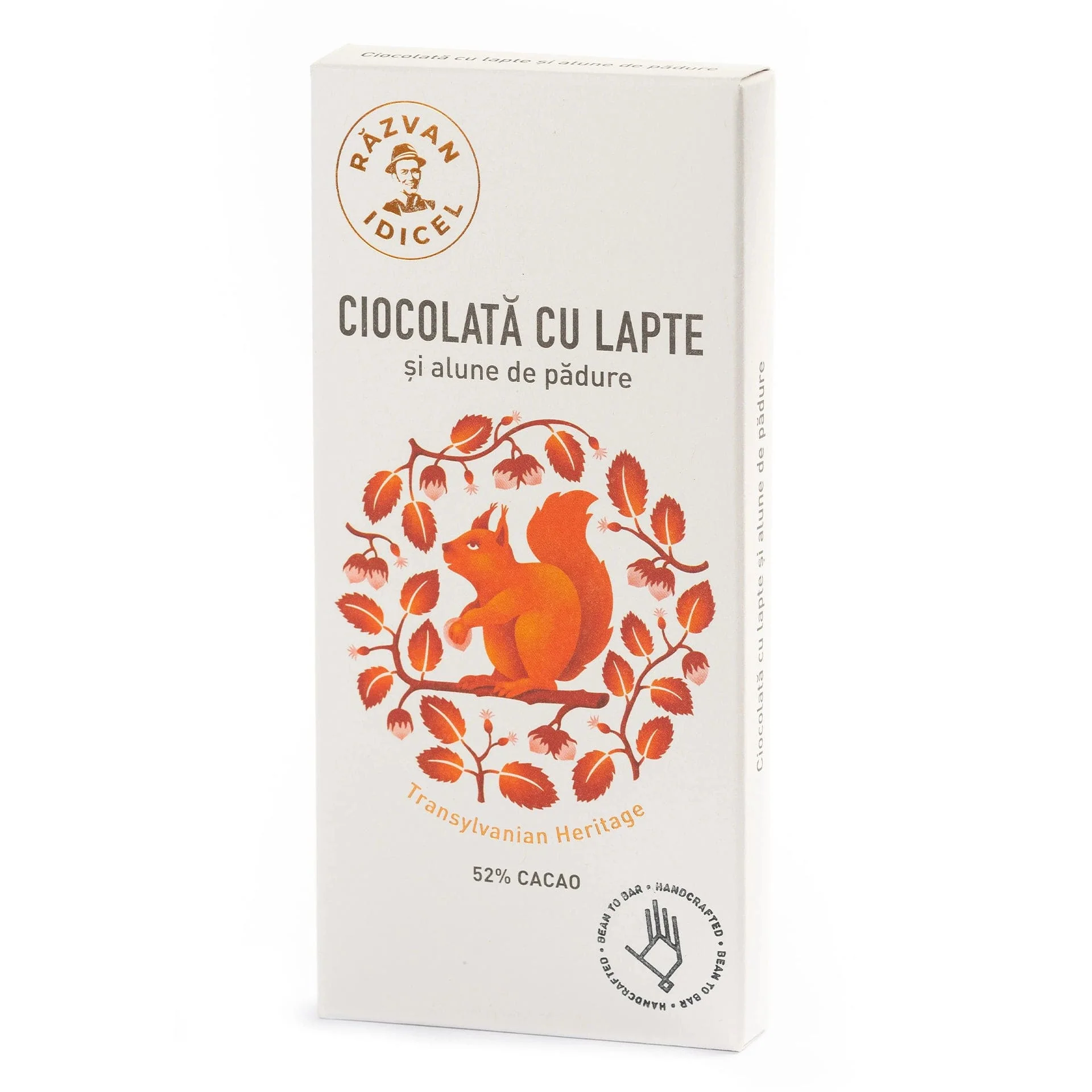 CIOCOLATA - CIOCOLATA CU LAPTE 52% CACAO CU ALUNE DE PADURE  80gr Razvan Idicel