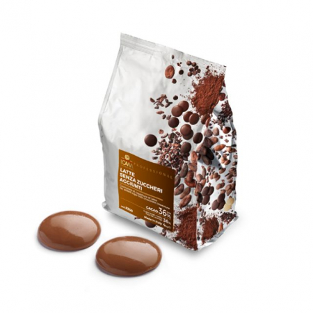 CIOCOLATA - Ciocolata cu lapte 36% FARA ZAHAR. 4 KG ​​​​​​​ Ciocolata cu lapte in care zaharoza este inlocuita cu maltitol.