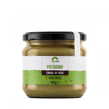 AROME - Crema de fistic din miez copt de fistic și nimic mai mult. Fără zahăr, fără sare, fără alte uleiuri sau conservanți. O poți combina atât în cookie-uri vegane, smoothie bowls sau direct cu lingura din borcan.  Ingrediente cremă de fistic:  100% miez de fistic copt, *poate conține urme de arahide, migdale, caju, susan sau alune de pădure.  PRODUSUL NU CONTINE ZAHAR
