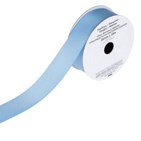 PRODUSE - Panglica satin 25 mm ALBASTRU DESCHIS cu Sclipici - rola 10 m