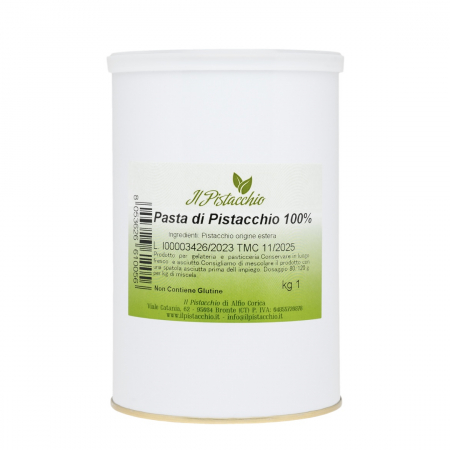 PRODUSE - Compozitie: fistic mediteranean 100% Utilizare: produse de panificatie si patiserie, preparate gastronomice, prajituri, inghetata, ciocolata sau alte dulciuri.  Ingrediente: pasta de fistic este alcatuita exclusiv din fistic mediteranean 100% Alergeni: fistic, urme posibile de alune de padure, migdale, caju, arahide sau alte nuci. Depozitare: a se pastra in spatii uscate si racoroase, ferite de lumina directa a soarelui, la temperaturi de maximum 10°C.  Perioada de valabilitate: 18 luni. Dozaj: 80 - 100 g / kg  Produs in Italia  Tip produs: Pasta