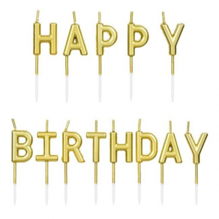 DECOR - Set 13 lumanari " Happy Birthday" Culoare: AURIU