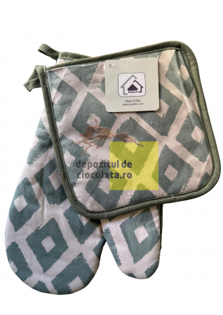 PRODUSE - Set Manusa si Servet de Bucatarie cu Model ROMB