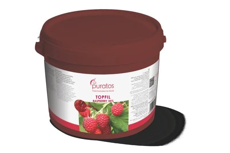 GLAZURI, UMPLUTURI, CREME - Umplutură cu 35% conținut de fruct, cu gust intens de zmeură, fără stabilitate la coacere, potrivită pentru aplicațiile ce nu necesită coacere.