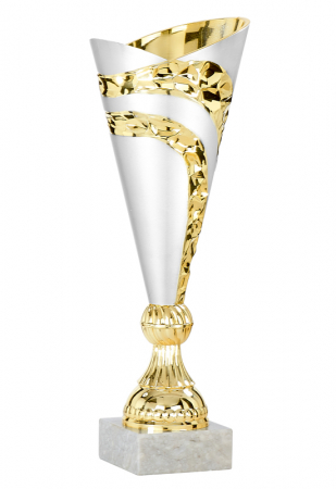 Cupe - Cupă conică aur-argint 33-29-24 cm – design modern, bază marmură