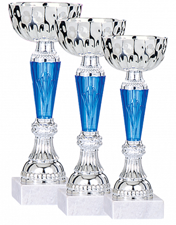 Cupe - Set 3 cupe 23-21-19cm argintiu - albastru