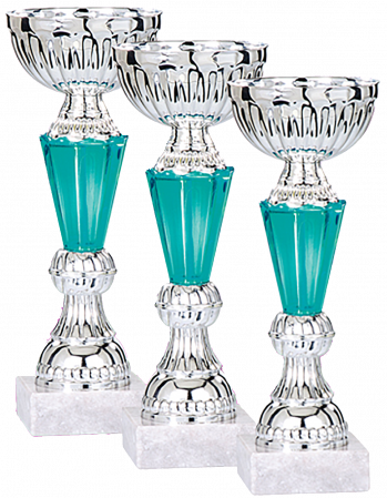 Cupe - Set 3 cupe 23-21-19cm argintiu - turcoaz