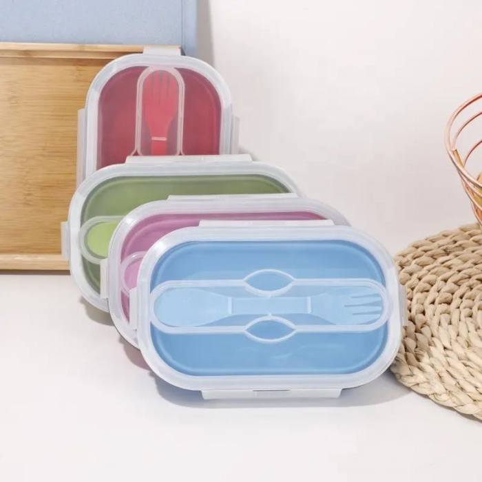 Caserola pliabila pentru pranz, accesorii furculita si lingura [2]