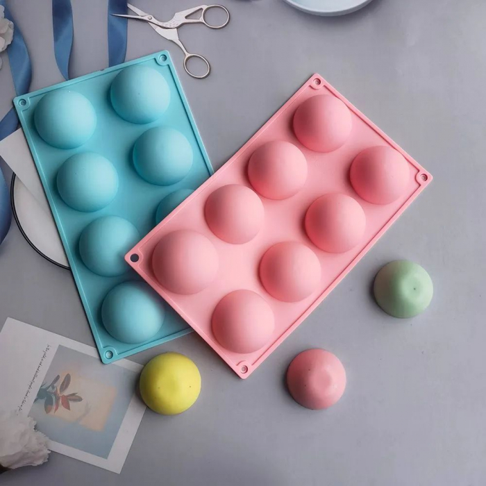 Forma de silicon cu 8 semi sfere, cavitati, pentru prajituri, ciocolata [4]