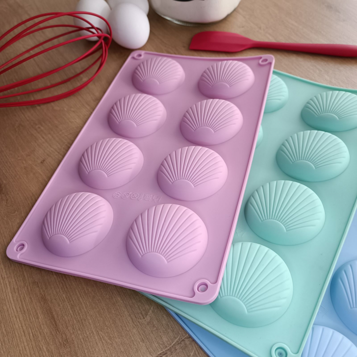 Forma de silicon pentru 8 scoici, prajituri [2]