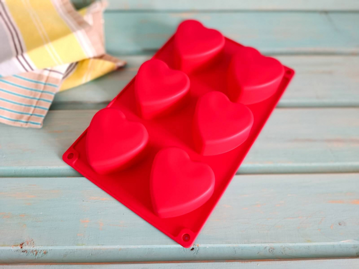 Forma silicon 6 inimi pentru prajituri si ciocolata, 29cm [6]