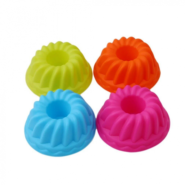 Forme de silicon pentru guguluf, mini chec, set 12 bucati multicolor, 7 cm [10]