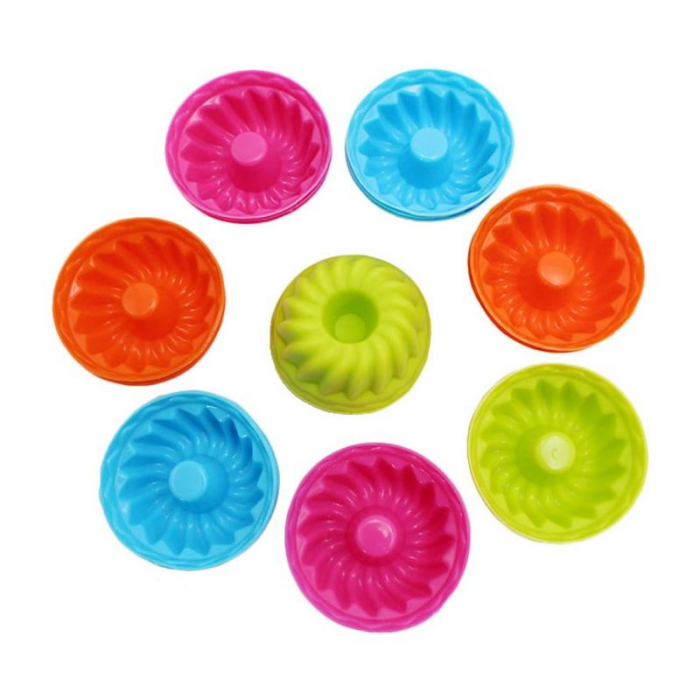 Forme de silicon pentru guguluf, mini chec, set 12 bucati multicolor, 7 cm [2]